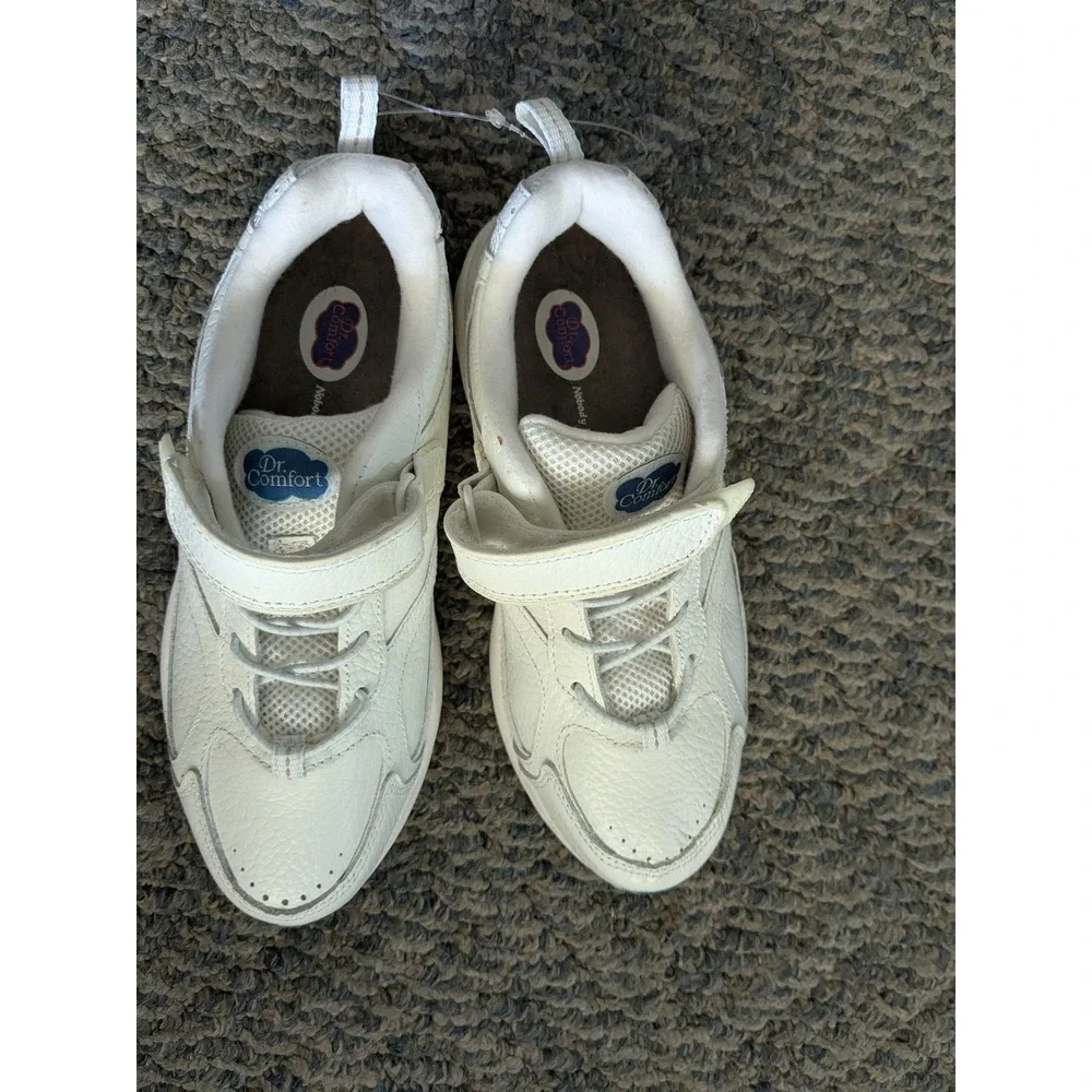 Dr. Comfort Spirit Womens White Leather Walking Shoe Orthopedic Sneakers 8W 3240